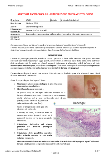 Anatomia Patologica I Semestre